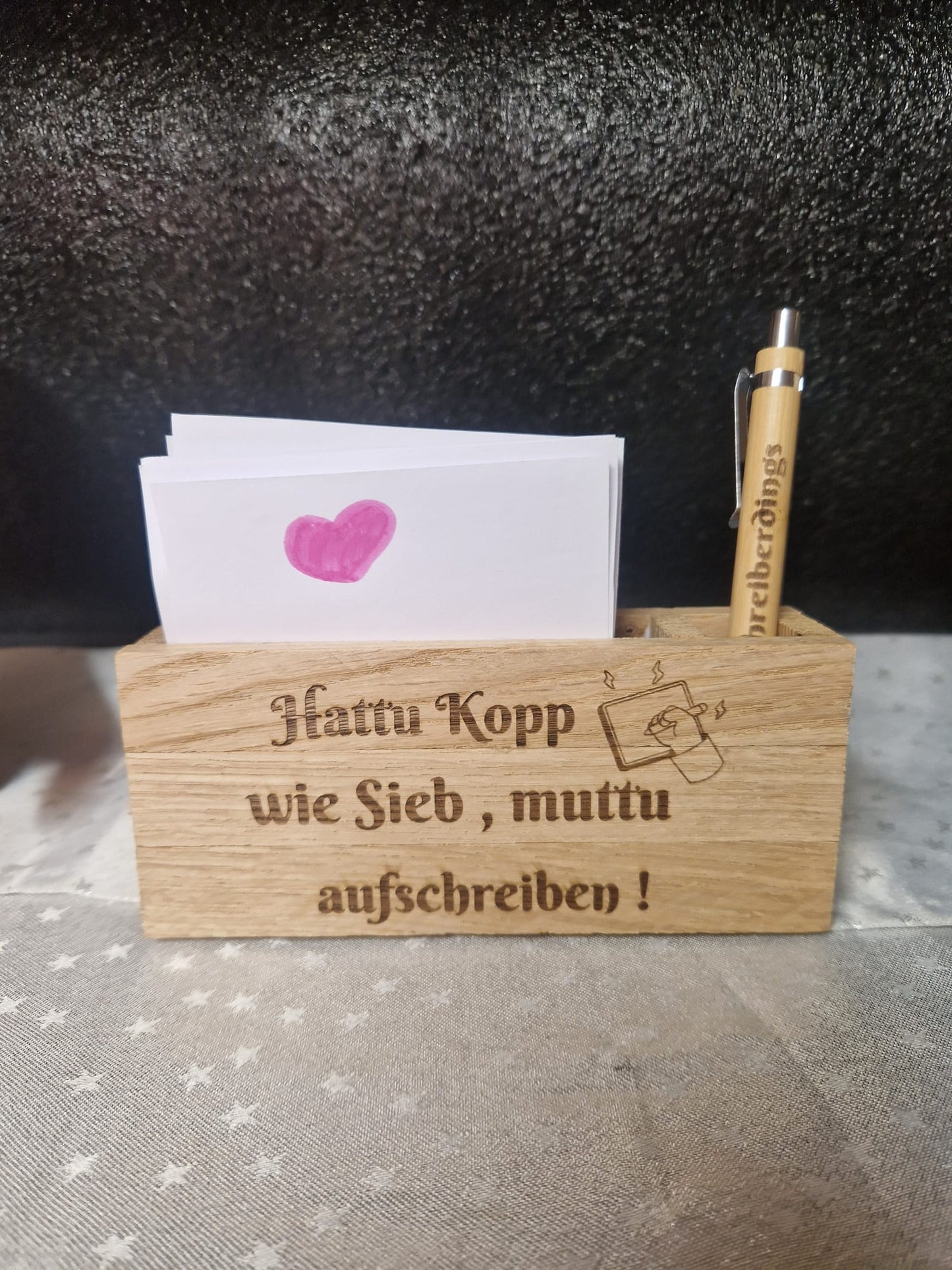 Schreibtisch Aufsteller "Hattu Kopp..."