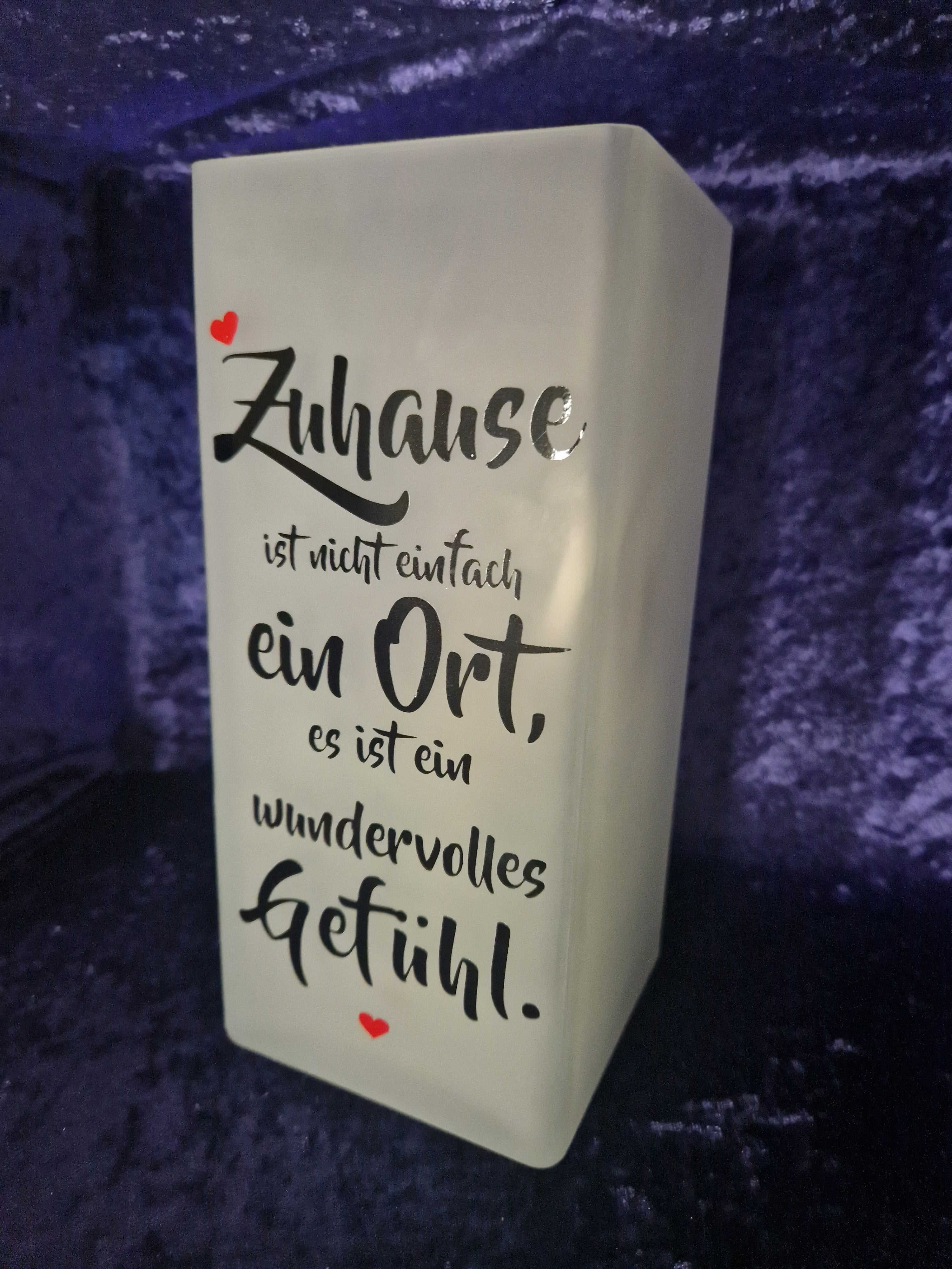 Tischlampe Nachtlampe Deko Lampe mit Spruch Glas