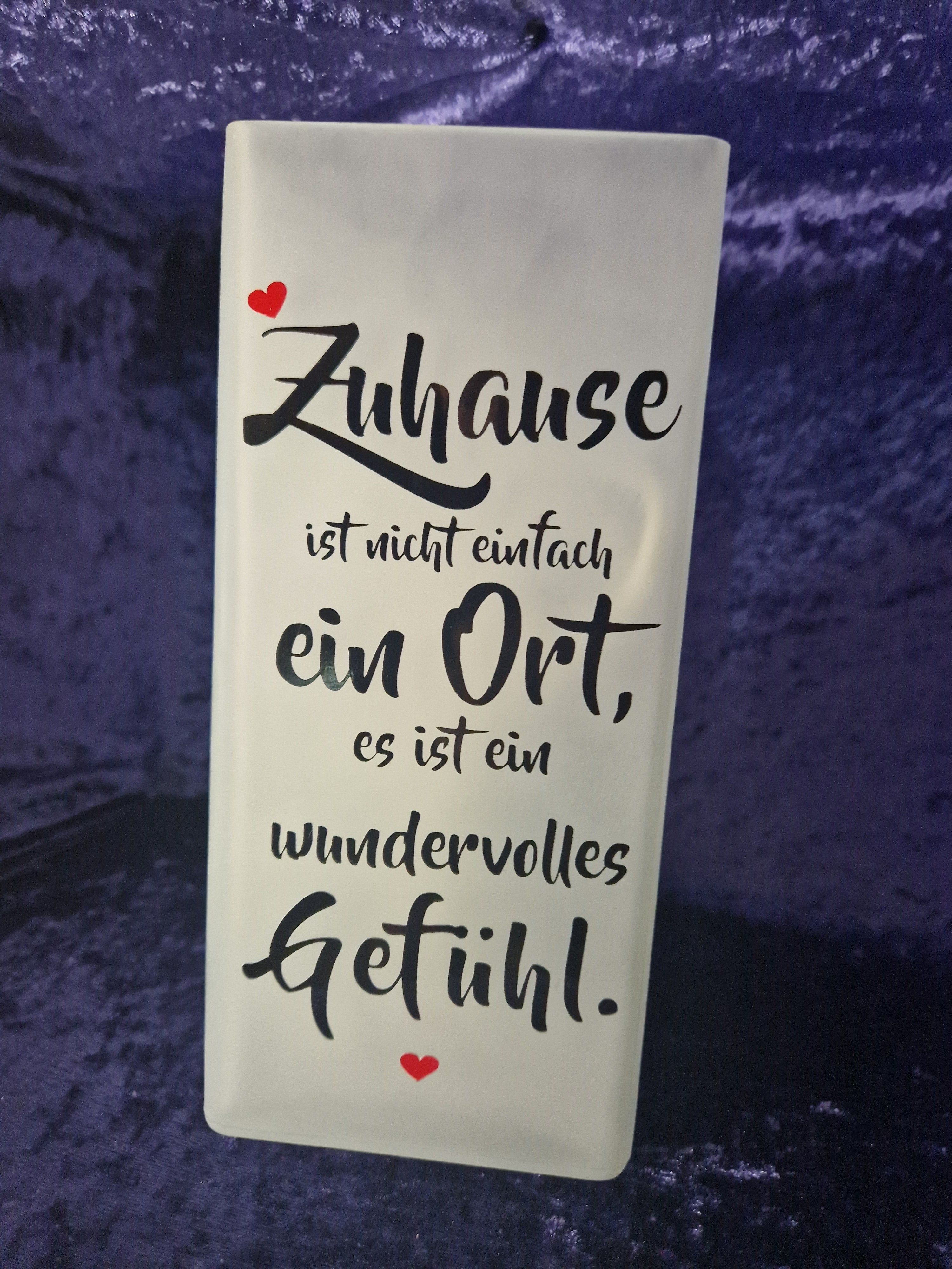 Tischlampe Nachtlampe Deko Lampe mit Spruch Glas