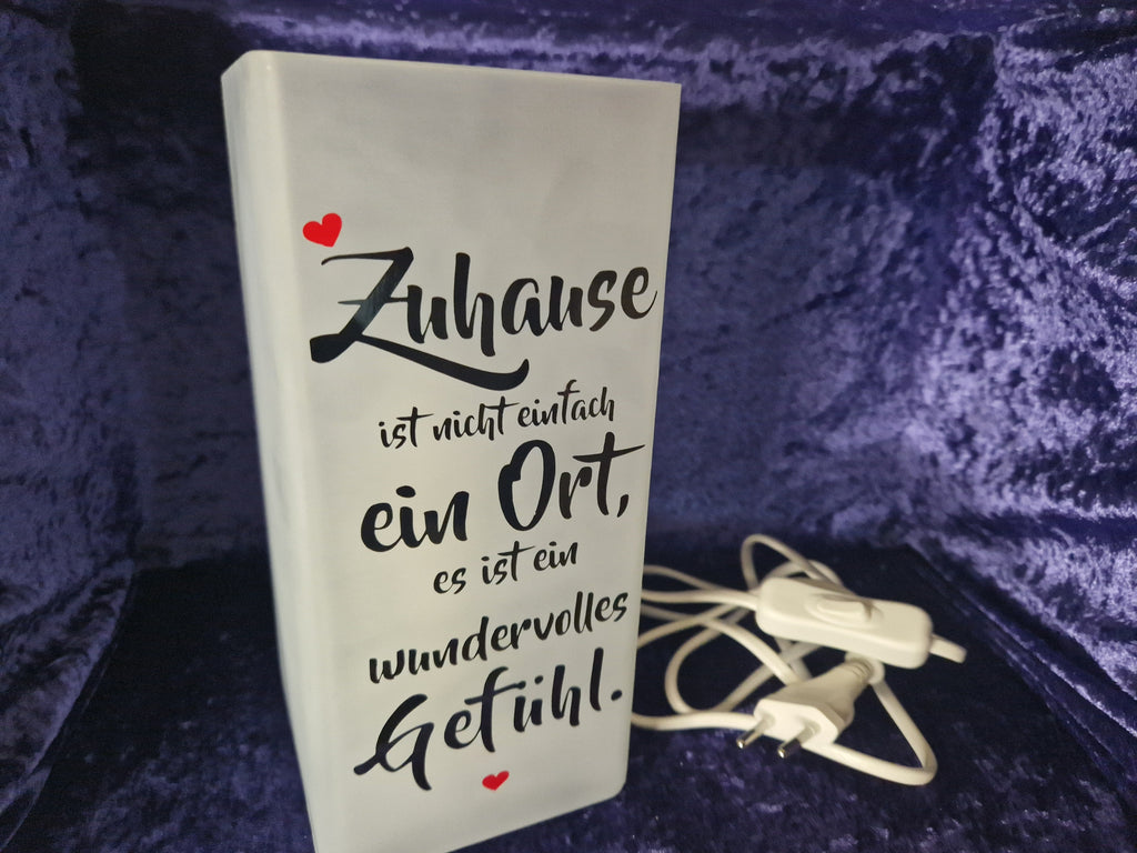Tischlampe Nachtlampe Deko Lampe mit Spruch Glas