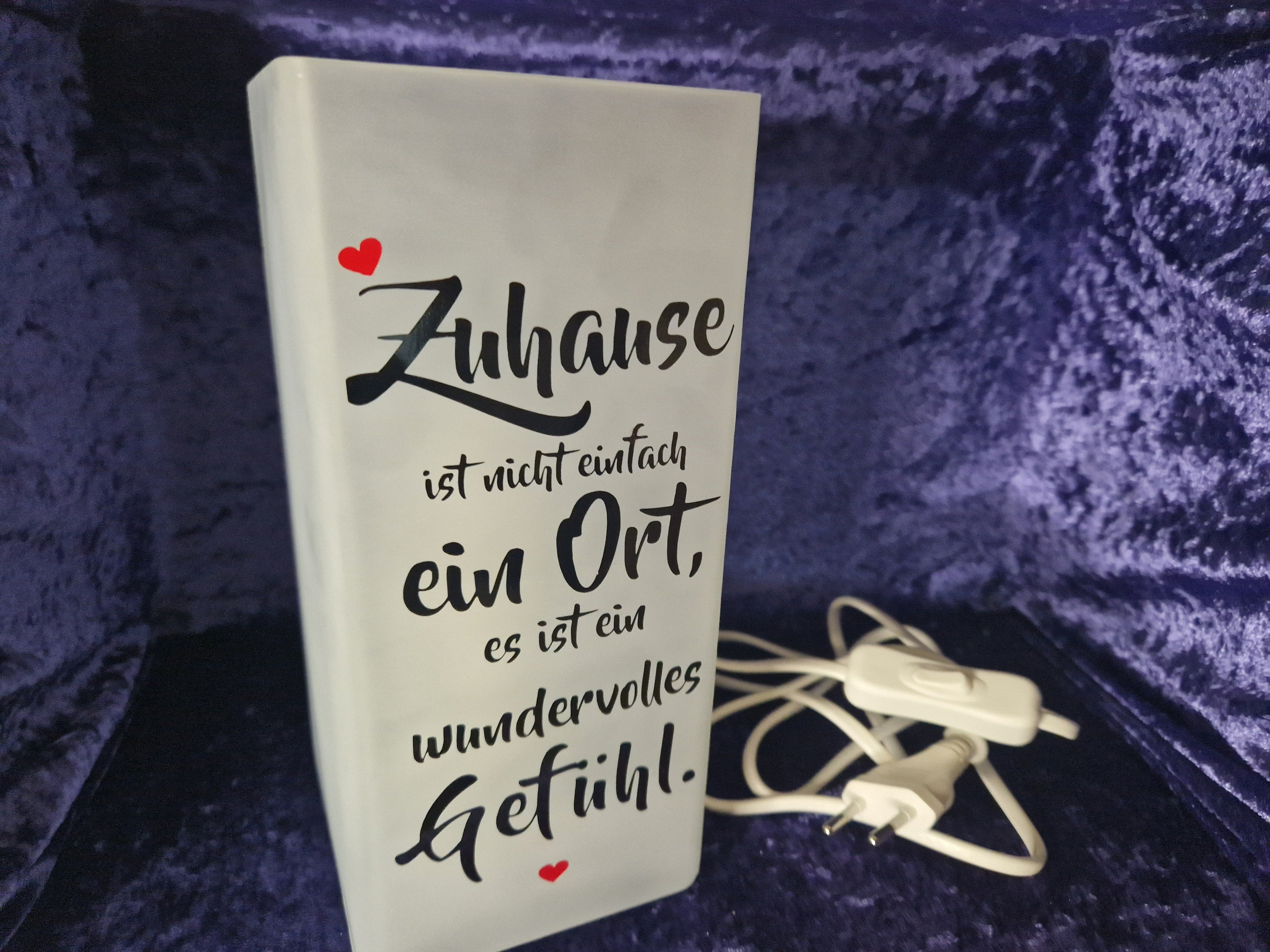 Tischlampe Nachtlampe Deko Lampe mit Spruch Glas