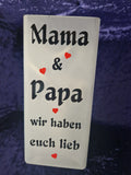 Tischlampe Nachtlampe Deko Lampe mit Spruch Glas