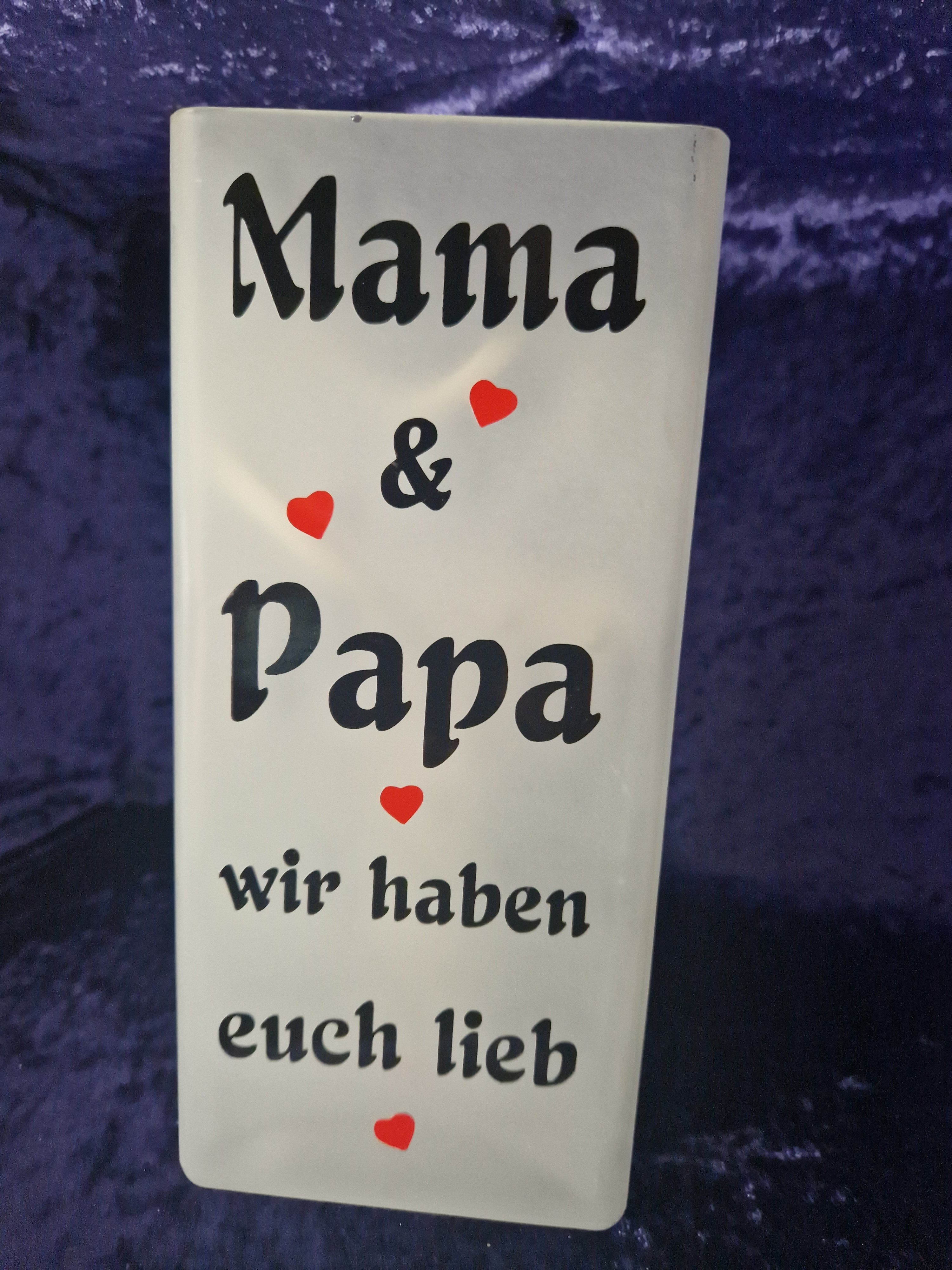 Tischlampe Nachtlampe Deko Lampe mit Spruch Glas