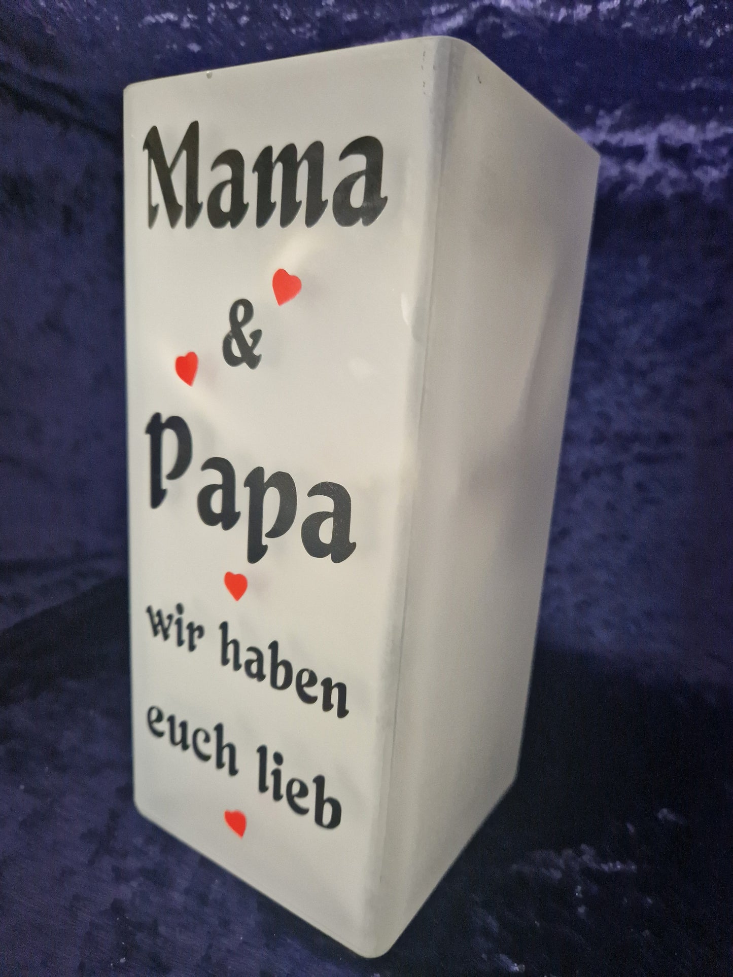 Tischlampe Nachtlampe Deko Lampe mit Spruch Glas