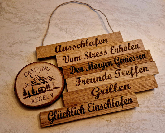 Camping Regeln Aufhänger