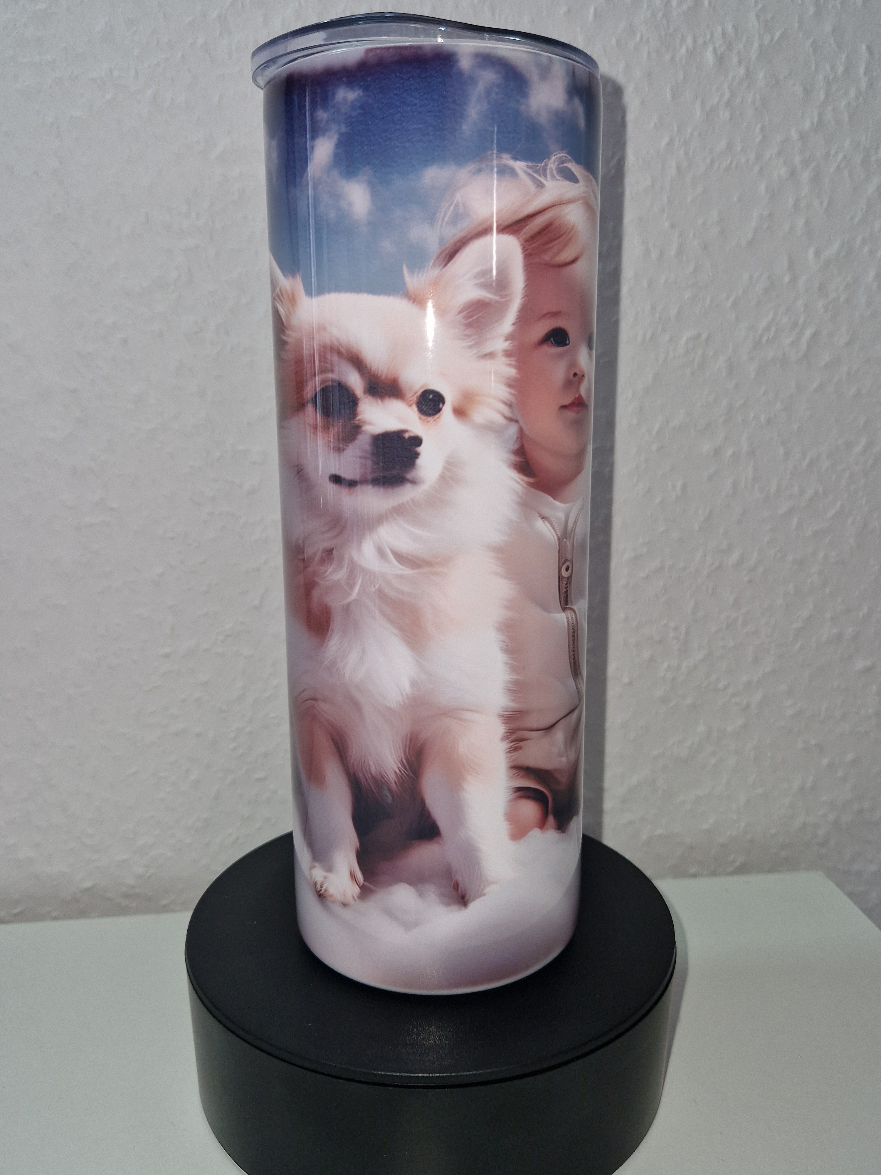 Tumbler Thermobecher to Go "Chihuahua Kind Wolken" Personalisierbar