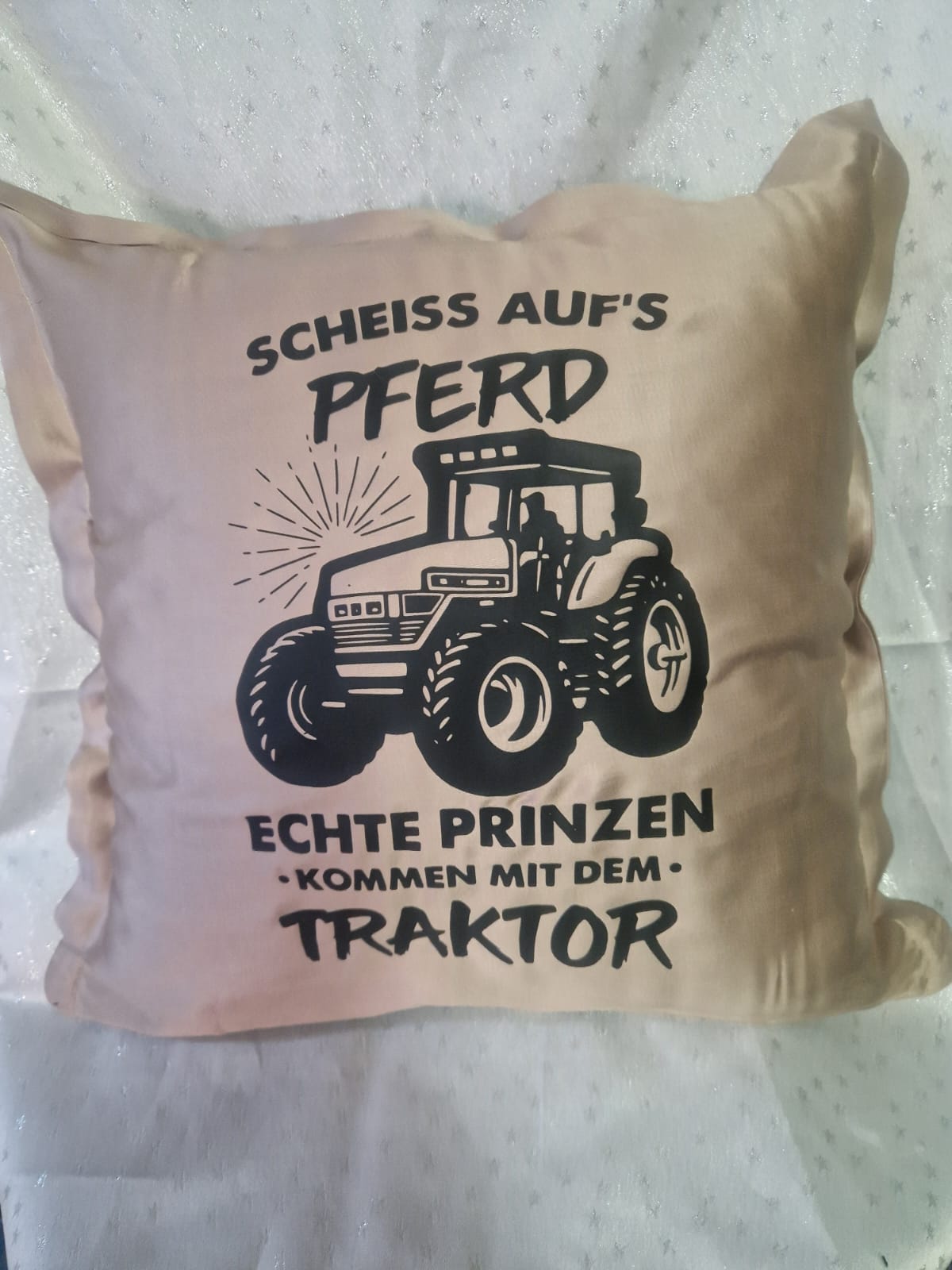 Deko Kissen "Schei** aufs Pferd" Traktormotiv
