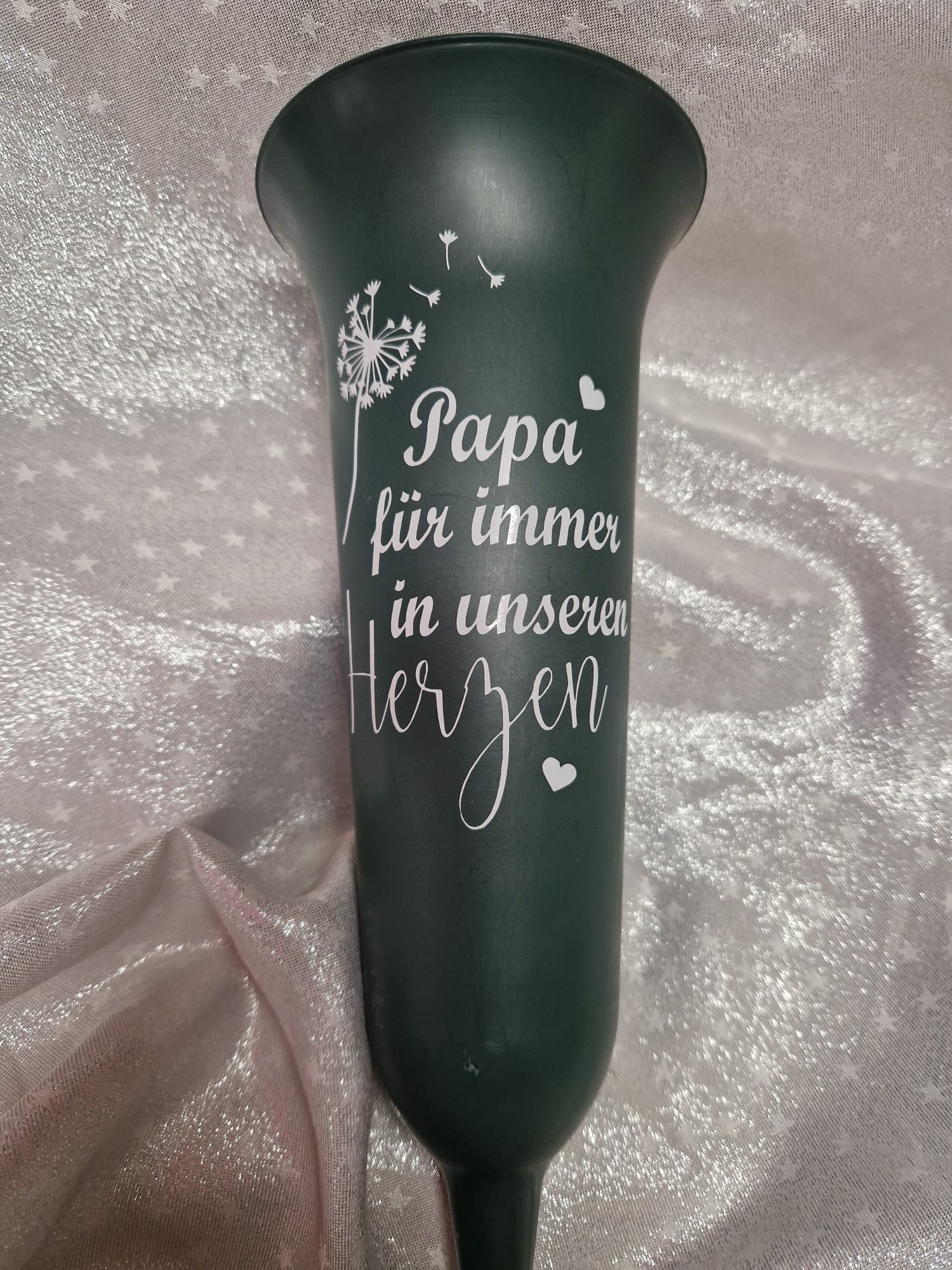 Grabvase Grün mit Spruch