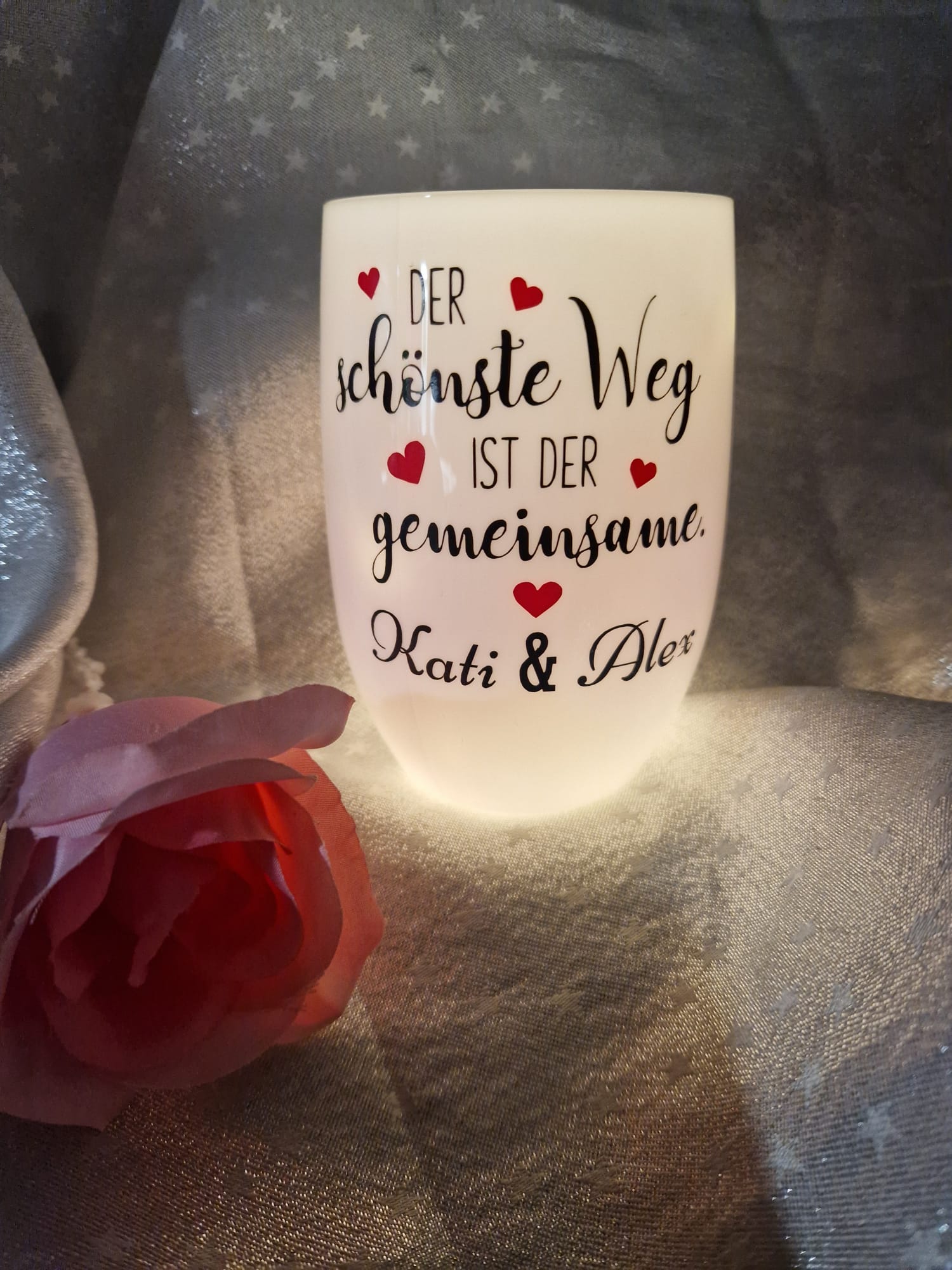 LED Windlicht "Spruch"