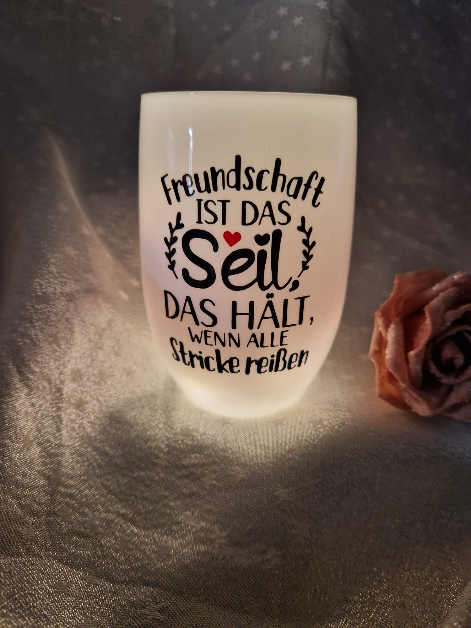 LED Windlicht "Spruch"