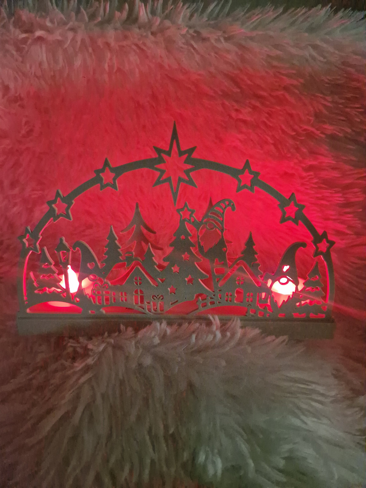 Winterlandschaft mit LED Farbwechsel-Beleuchtung