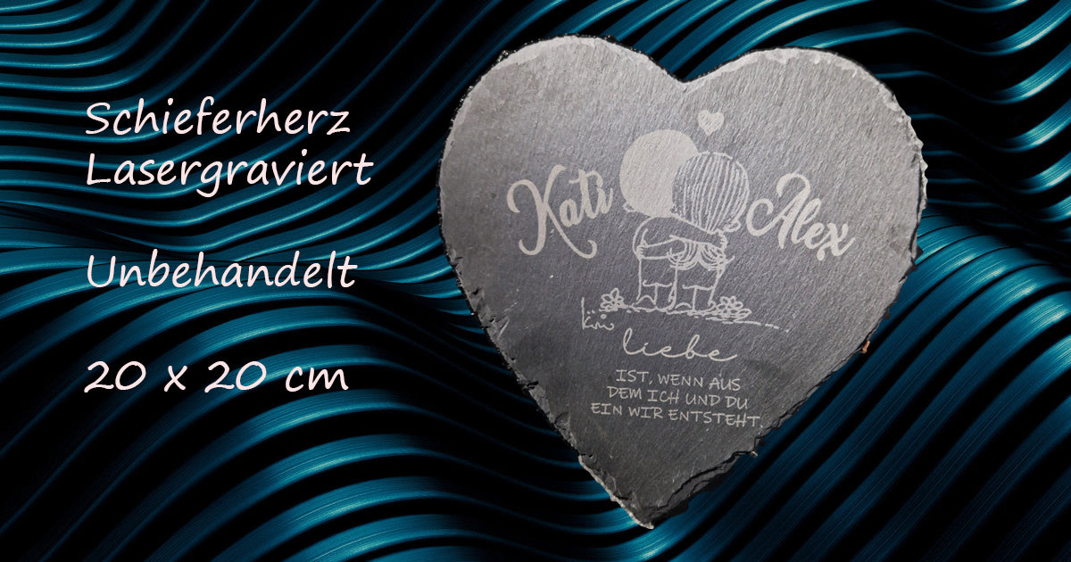 Schieferherz Lasergraviert "Liebe ist" Personalisierbar